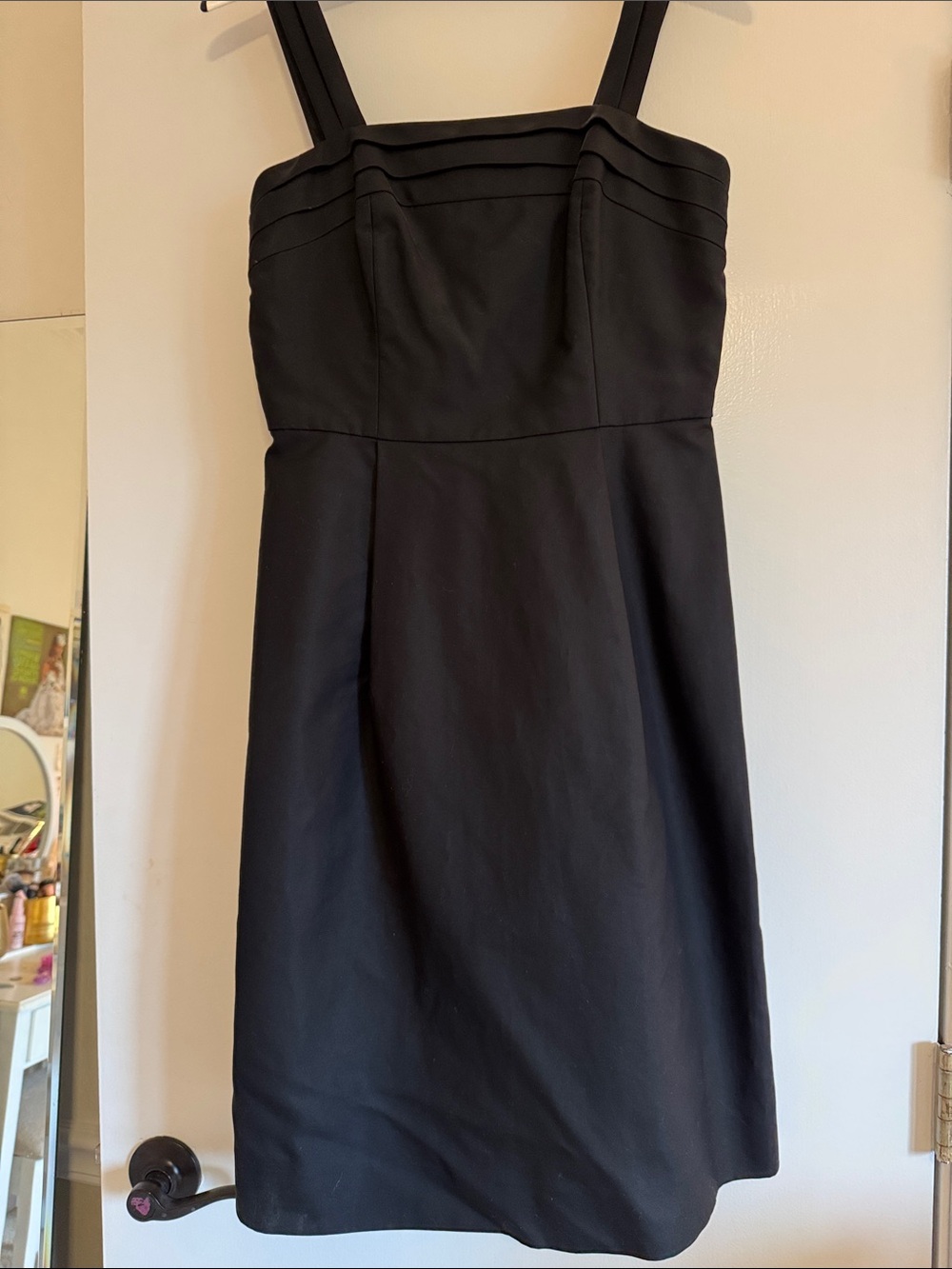 J. Crew Black Midi Dress with Structured Bodice
